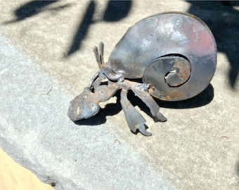 Hermit crab metal art sculpture for the garden,Hermit crab garden art, Hermit crab metal art, 3D sculpture, made in the USA