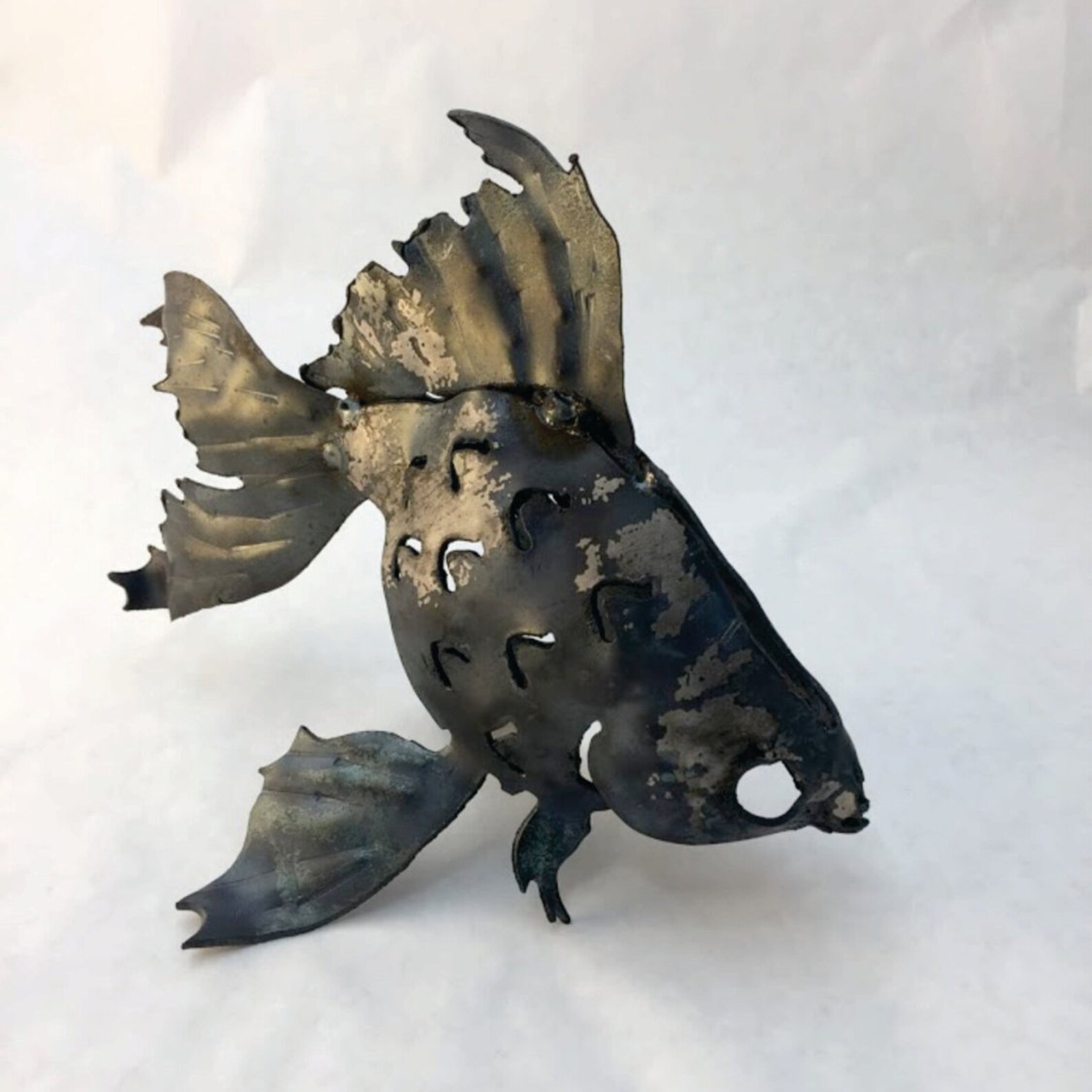 Mediam Fancy Goldfish metal art sculpture for the garden fish Etsy