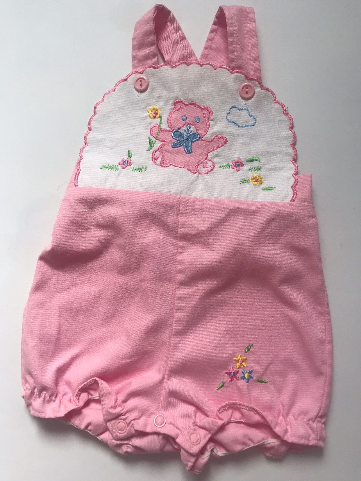 Vintage 1970s BusterBrown Pink Baby Girl Romper Vintage  Baby Girl pink jumper never worn 12mos Vintage NWOT baby Overalls