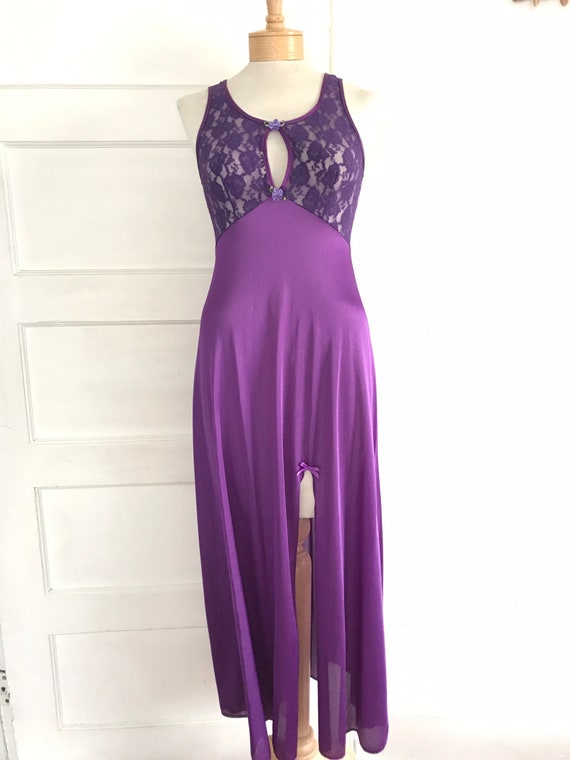 1980’s, 1990’s, Vintage lace slip, small, violet … - image 2