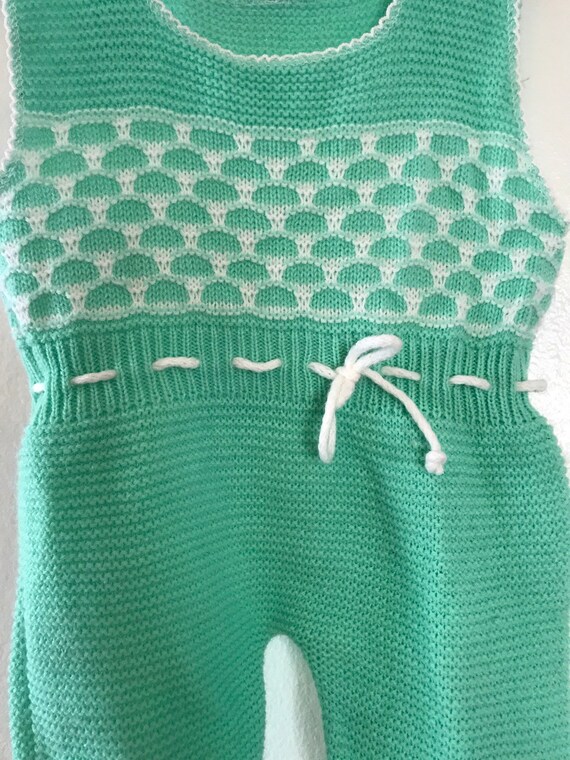 Handknit unisex baby jumper, baby overalls, 12 months, vintage knit baby , hippie baby, bohemian baby, boho baby, baby shower, kinfolk, doen View 2