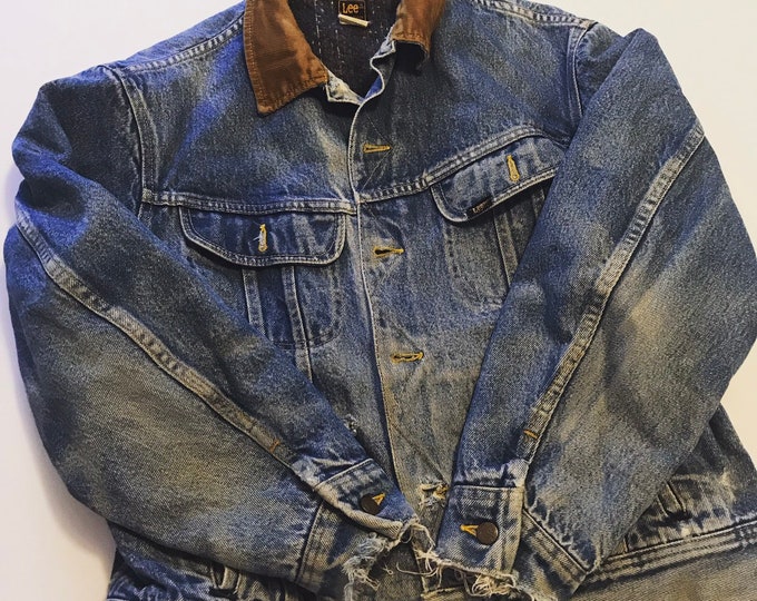 Vintage Lee Jacket Distressed Lee Jean Jacket Storm Rider Etsy