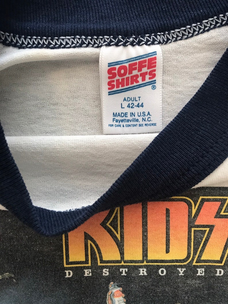 Vintage Kiss baseball tee, Kids Destroyed, vintage band tee, ringer tee, KISS band tee, Large, vintage rock and roll tee, hippie, hipster image 7