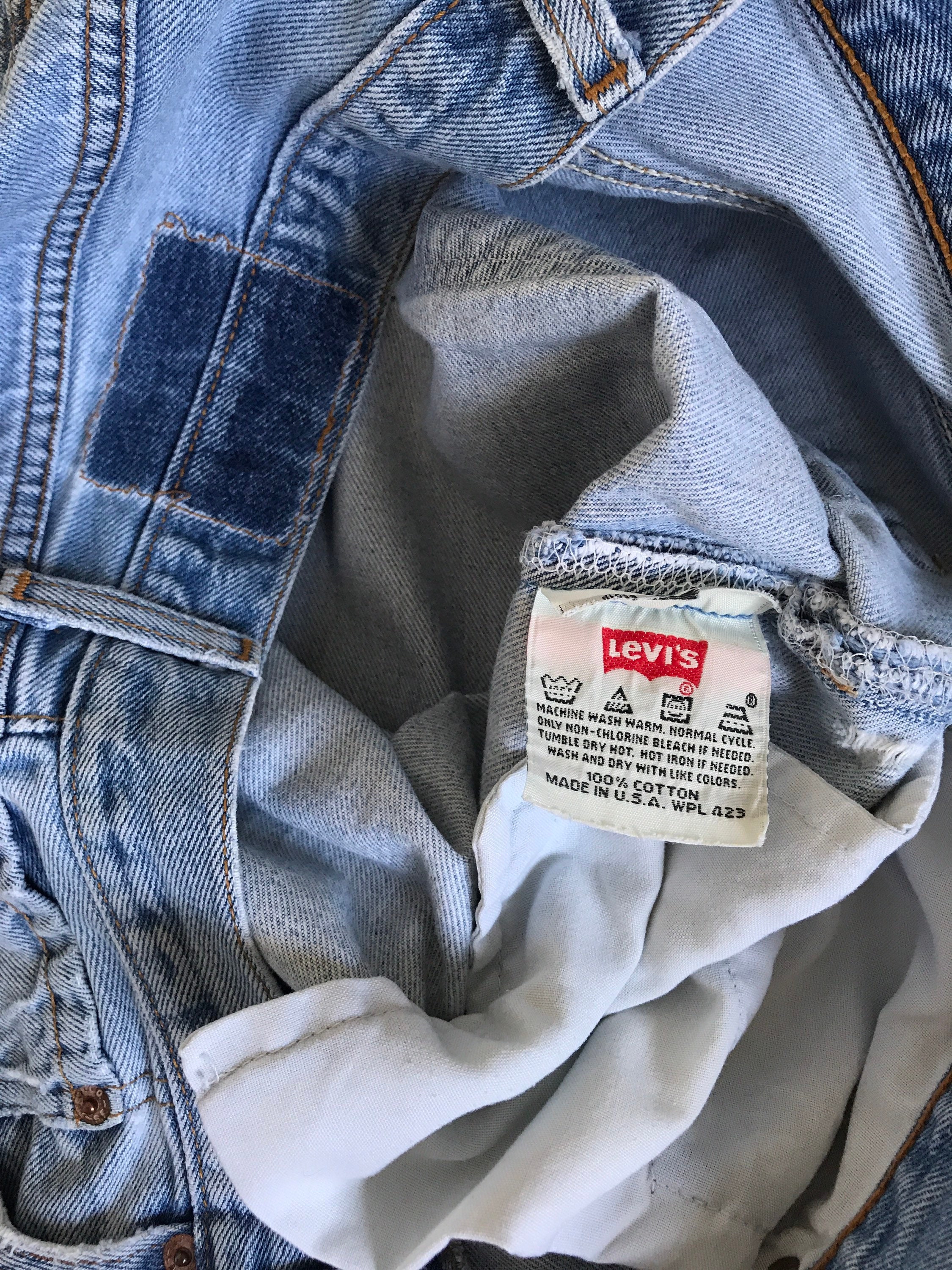 1990's, Vintage Levis 501 Jeans, Well Worn, Holes, Rips 1990's, Vintage Levis 501 Jeans, Well Worn, Holes, Rips