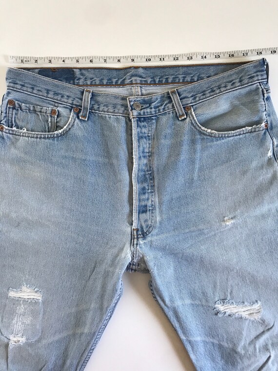 1990’s, Vintage Levis 501 jeans, well worn, holes… - image 9