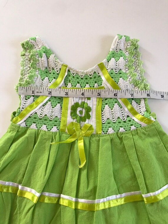 Vintage baby dress, Mexican baby girls dress, gre… - image 9