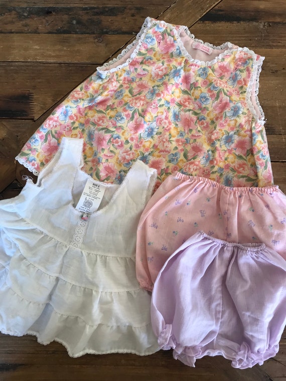 Vintage baby girl bundle, 2 bloomers, 1 slip, 1 h… - image 3