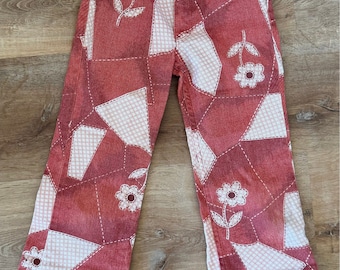 1970’s Rough- Housers, 10 slim growing girls, rough housers patchwork paint pants, kick flares, made in USA, 23”, dogtown, retro girls pants