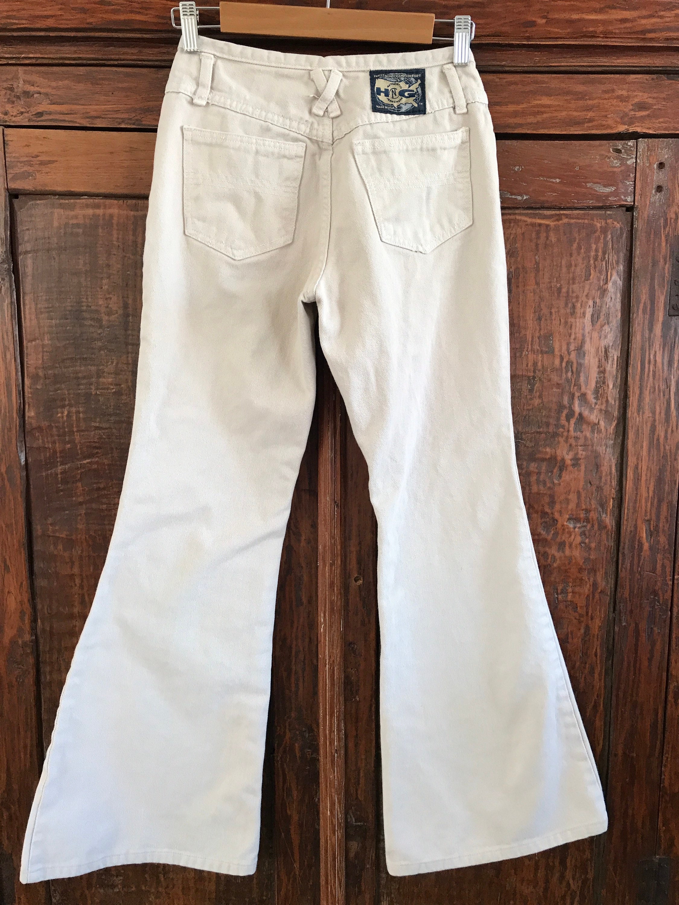 パンツ vintage made in USA LA GATE white denim Men's Baggy Fit Jeans High Waist Wide Leg Loose Denim Pants