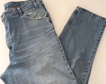 Levis Vintage, 42", pestaña de bronceado vintage raro Levis, jeans de los años 90, Levis ajuste relajado, hecho en EE.UU., pantalones vaqueros de papá, jeans de mamá, pantalones vaqueros Levis de cintura alta,