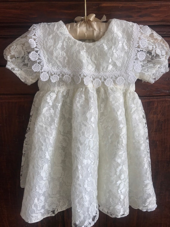 1990’s, Vintage lace toddler girls dress, made in… - image 7