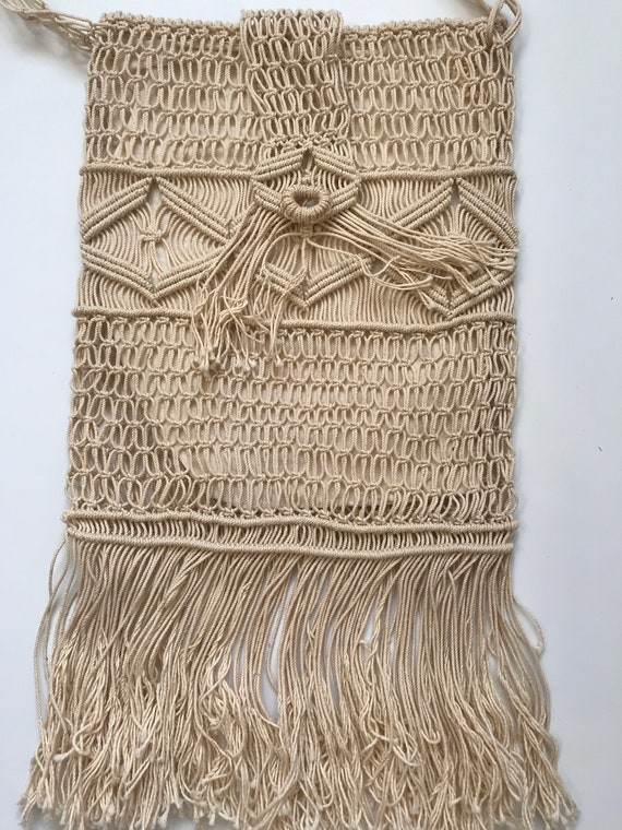 Vintage Macrame Purse, Woodstock Purse, Bohemian … - image 3