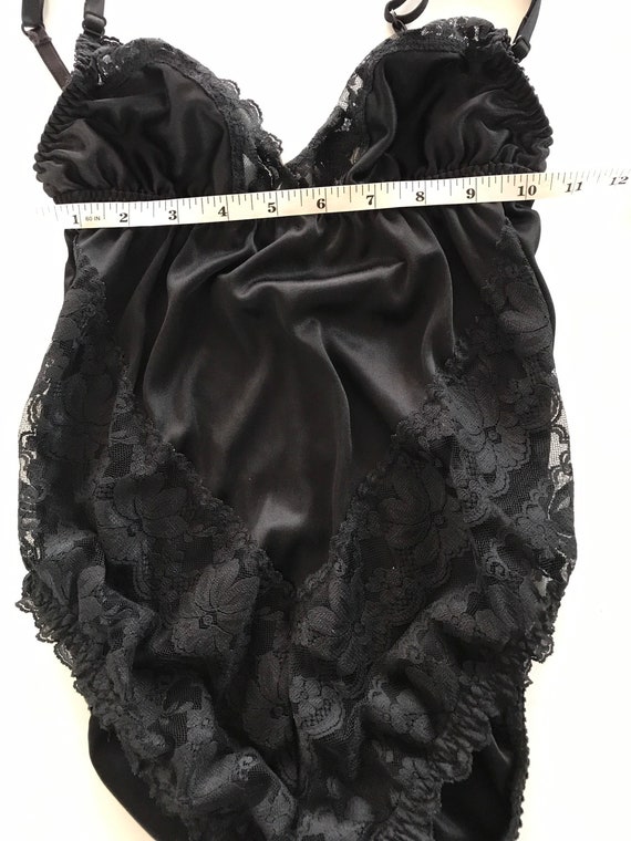 1970’s, 1980’s, Vintage black lace lingerie bodysuit,… - Gem