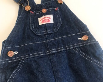 Vintage Roundhouse overalls, denim bibs, denim overalls, made in USA, vintage baby denim, jean overalls, kinfolk, vintage overalls, 18 month