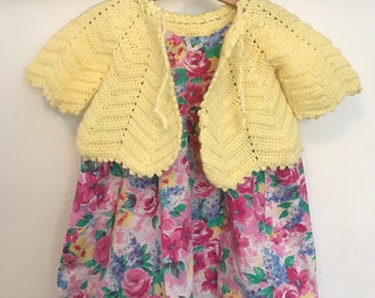Handmade sweater and vinatge floral dress, made in USA, tea party dress, 24 months, 2T, hippie baby dress, boho baby dress, bohemian girls