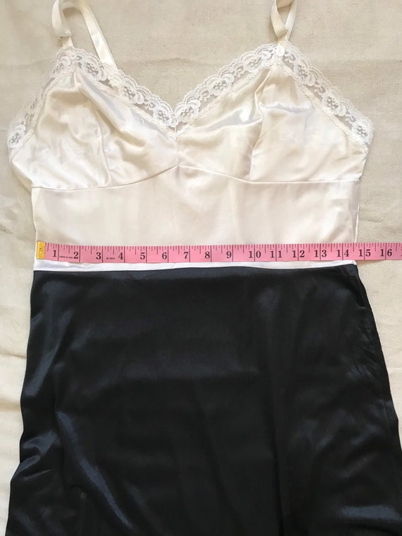 Vintage tuxedo lace slip, small, black and white … - image 8