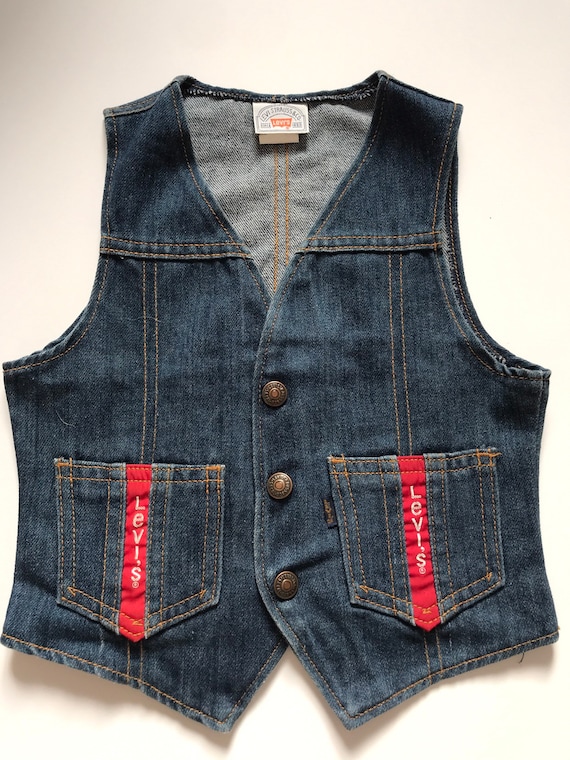 Vintage Levis Big E Denim Vest Kids Size 6 Made in USA - Etsy