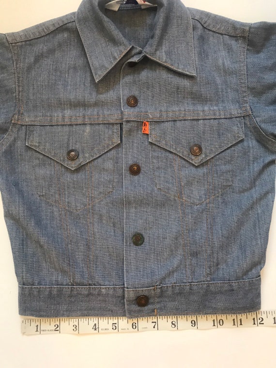 Vintage 1970's Levis jean jacket, orange tab, lev… - image 10