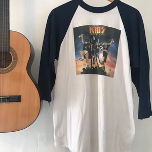 Vintage Kiss baseball tee, Kids Destroyed, vintage band tee, ringer tee, KISS band tee, Large, vintage rock and roll tee, hippie, hipster image 2