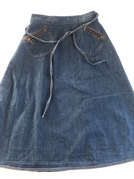 Vintage denim wrap skirt, 1960’s, 1970’s, medium,