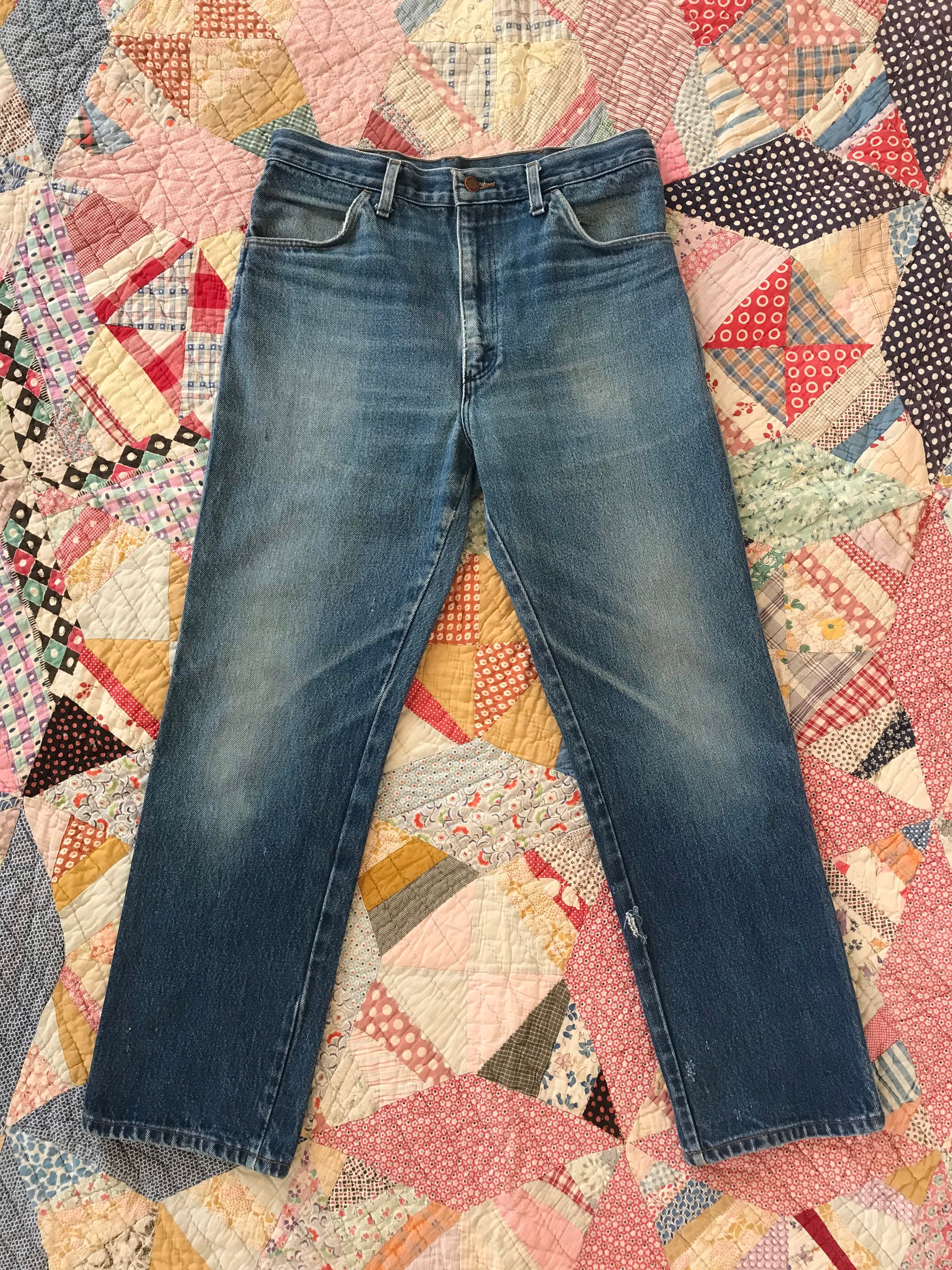 Mid-Wash Rustler Boot-Cut Denim Jeans [34x32] 1970's — Faded Fitment