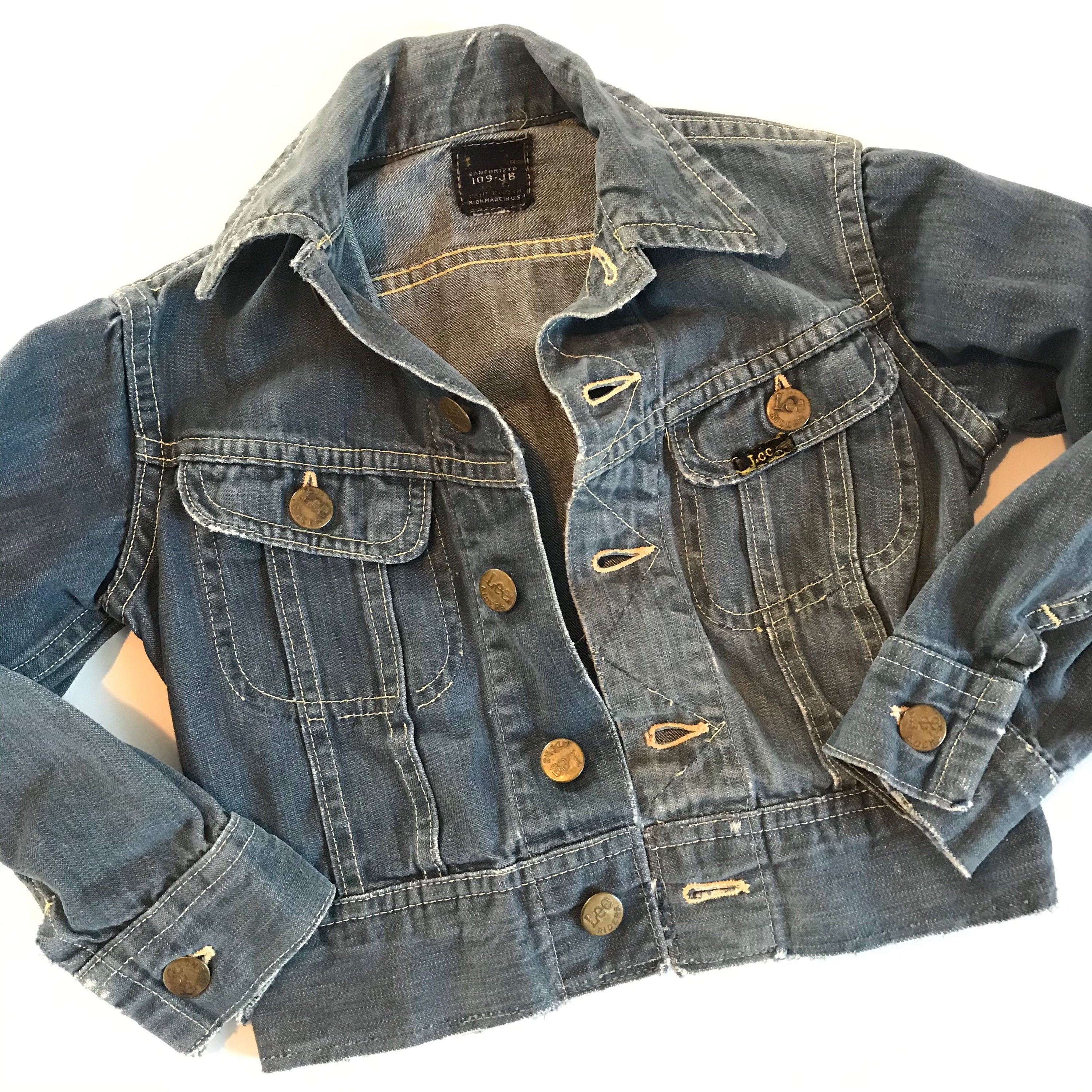 BuffysBohoCloset 1960's Lee Riders Sanforized Denim Jacket 109-JB, Rare Vintage Lee Riders Toddler Jean Jacket, USA Made, Distressed, Well Worn, Vintage Jean BuffysBohoCloset 1960's Lee Riders Sanforized Denim Jacket 109-JB, Rare Vintage Lee Riders Toddler Jean Jacket, USA Made, Distressed, Well Worn, Vintage Jean