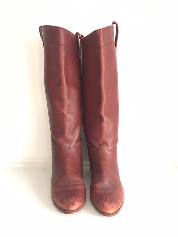 Vintage leather boots, tall riding boots, women’s