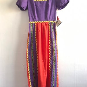 Deadstock 1970’s dress, 70’s dress, XS, kettlecloth dress, prairie, cult, hippie, bohemian, 1960’s, groovy, maxi, pioneer, cottage core maxi