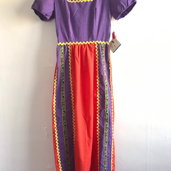 Deadstock 1970’s dress, 70’s dress, XS, kettlecloth dress, prairie, cult, hippie, bohemian, 1960’s, groovy, maxi, pioneer, cottage core maxi