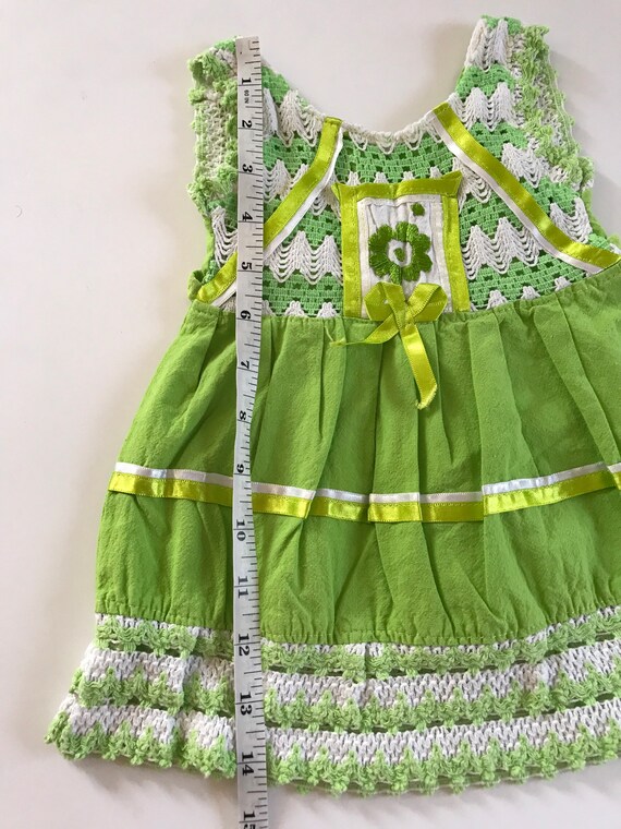 Vintage baby dress, Mexican baby girls dress, gre… - image 8