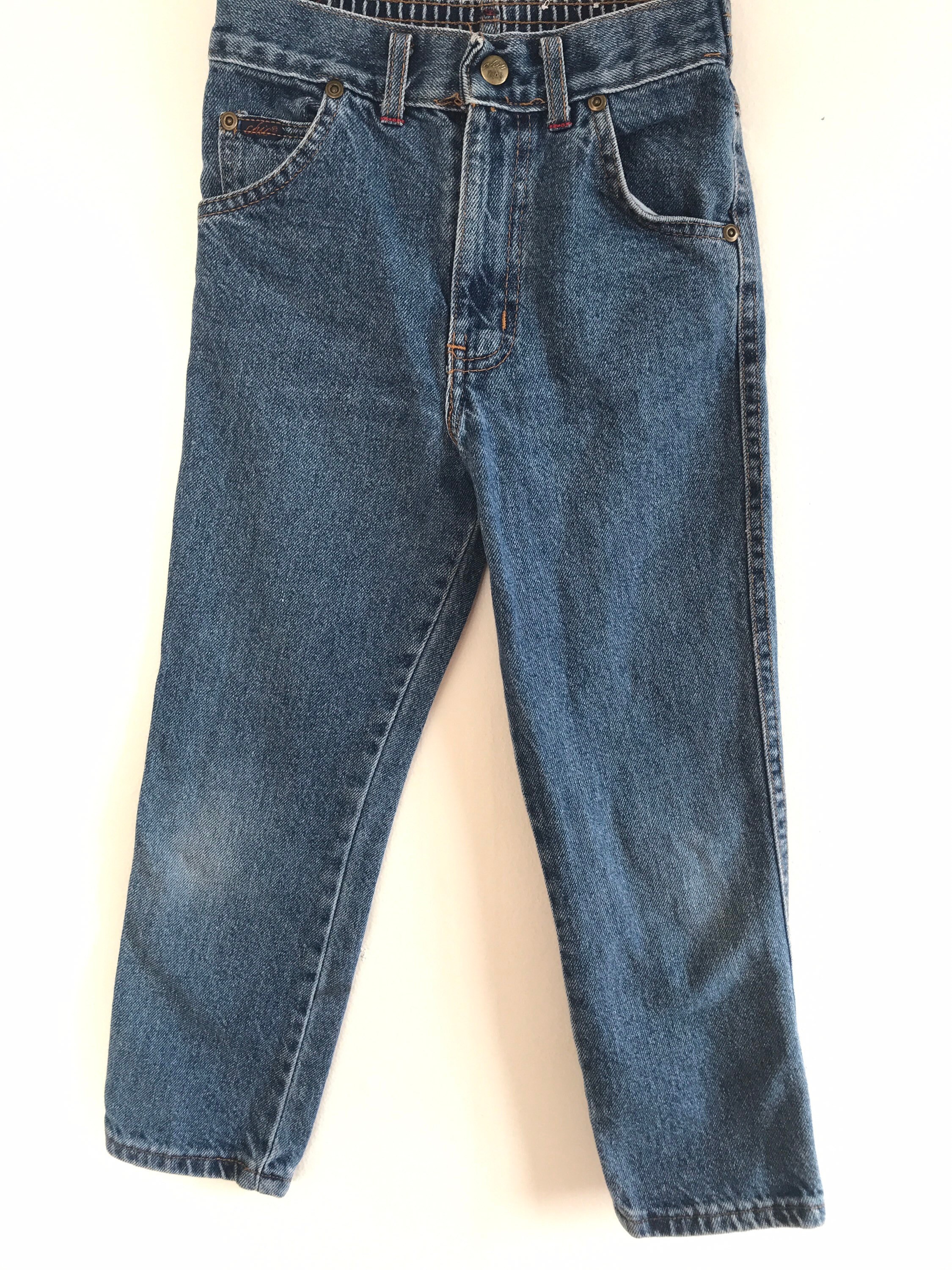 90’s girls mom jeans, chic jeans, size 6, 6X, made in the USA, high waisted, high rise, tapered, chic, elastic waist, vintage 90’s jeans