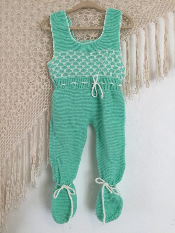 Handknit unisex baby jumper, baby overalls, 12 months, vintage knit baby , hippie baby, bohemian baby, boho baby, baby shower, kinfolk, doen View 4