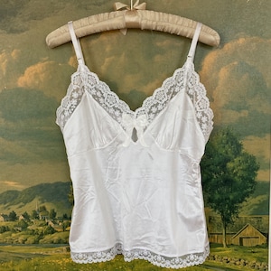 1980's, 1990's, Vintage Lace Camisole With Bow Appliqué, Ashley