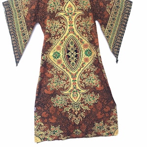 1960’s, 1970’s, bohemian kaftan, hippie dress, cult style, angel sleeves,  dashiki, medium, large, retro womens dress, Woodstock style,