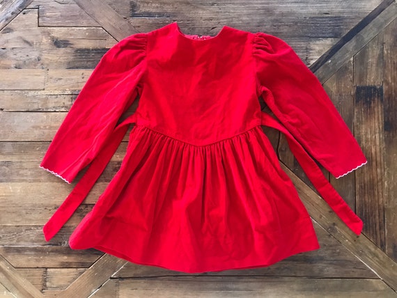 1970’s, 1980’s, Vintage toddler girls red velvet … - image 2