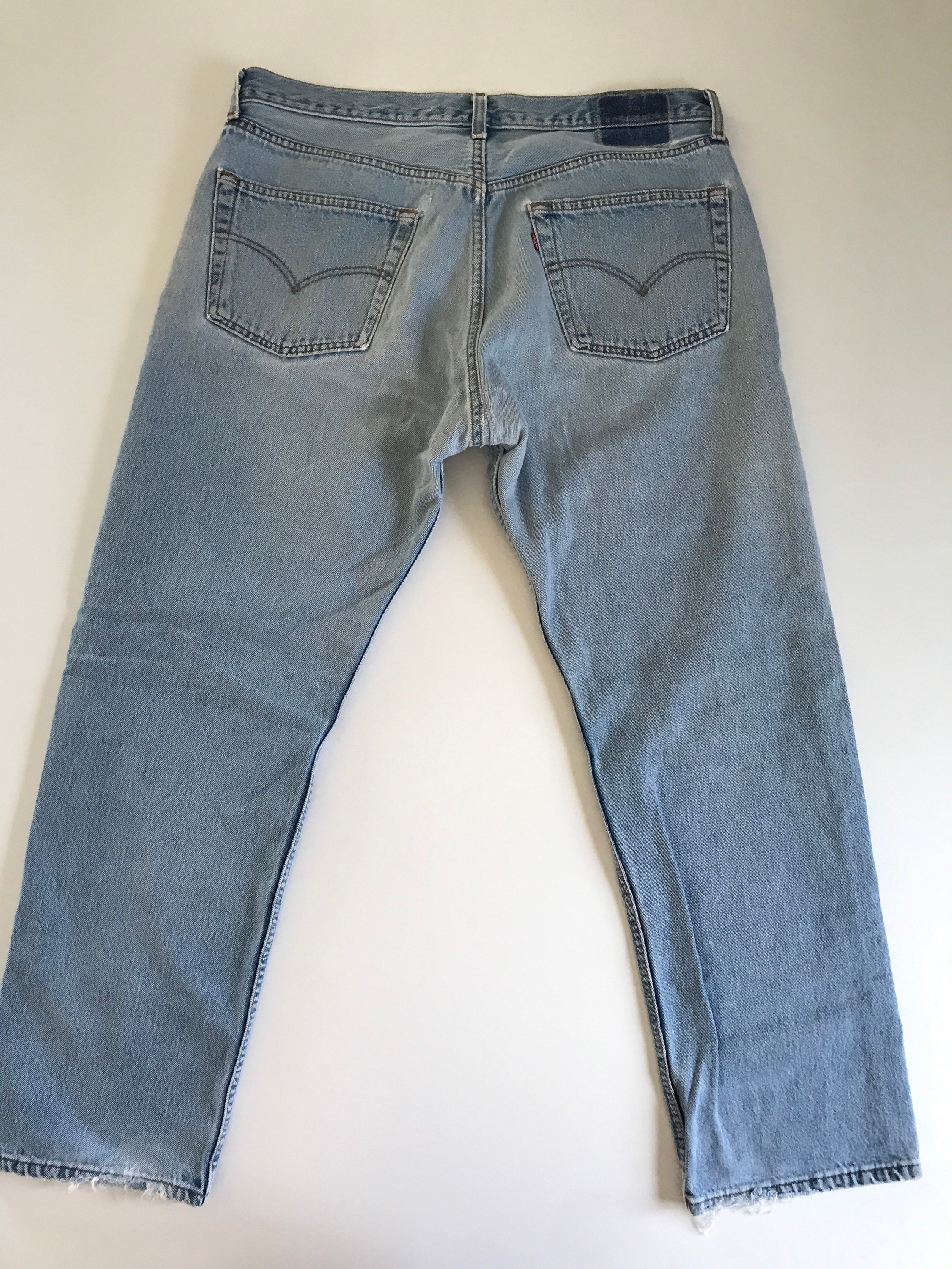 1990's, Vintage Levis 501 Jeans, Well Worn, Holes, Rips 1990's, Vintage Levis 501 Jeans, Well Worn, Holes, Rips