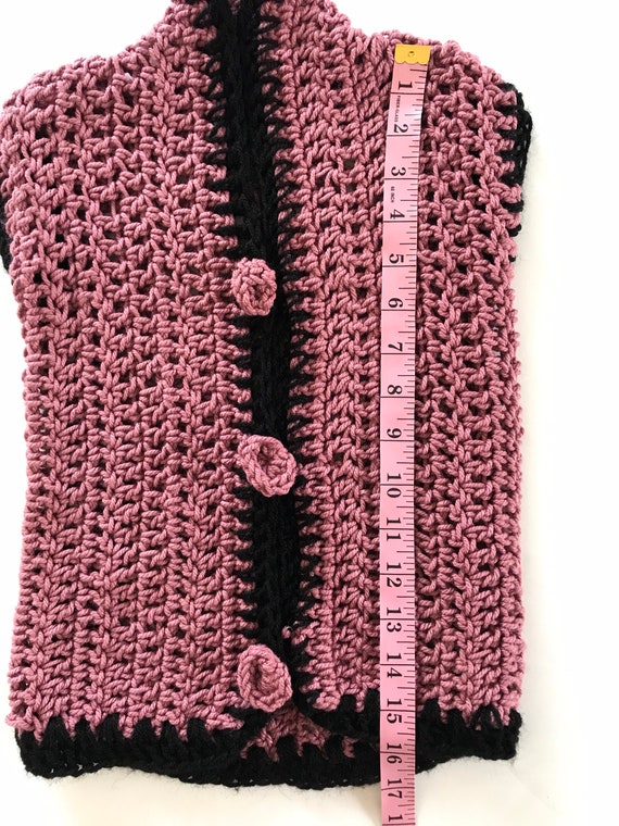 Hand knit girls sweater vest, button front sweate… - image 10
