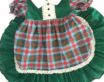 Plaid Ruffle Dress, Vintage toddler girls ruffle dress, holiday dress, 2T, 1980’s, collar dress, tartan, retro baby girls dress, pageant