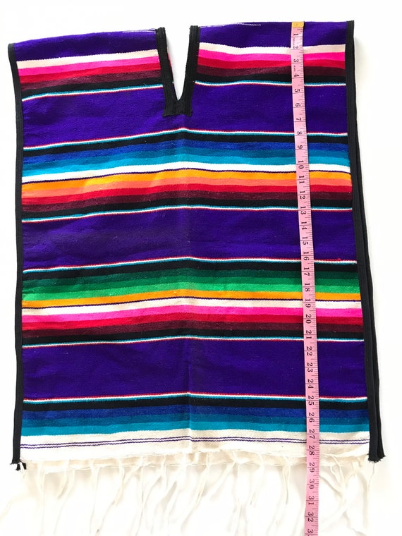 1960’s, 1970’s, Vintage Mexican Serape Poncho, Ba… - image 9