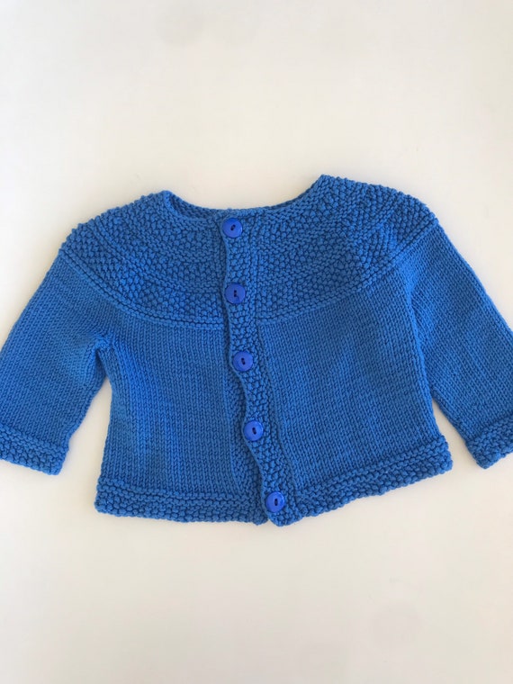 Sueter de punto vintage para bebes sueter de punto para bebes hecho a mano 9 meses 12 meses cardigan de punto sueter azul regalo de baby shower cojinete a mano Etsy Mexico