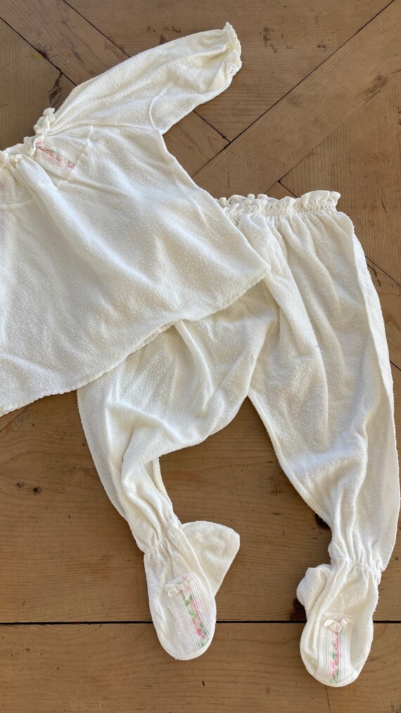 Vintage newborn baby girl two piece pajama set, s… - image 7