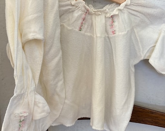 Vintage newborn baby girl two piece pajama set, super soft and retro with dainty floral details, footed pants, top, Dapper Do Originals