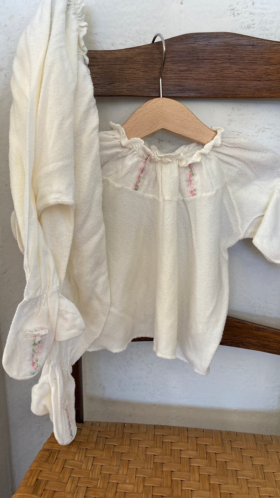 Vintage newborn baby girl two piece pajama set, s… - image 1