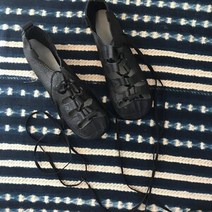 Youth size 4 leather lace up sandals, made in Ireland, bohemian sandals, hippie sandals, irish  dance shoes, kinfolk, folkie shoes, boho