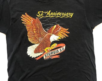 Vintage 1992 Sturgis Screen Stars Large Tee, Single Stitch, Paper Thin Biker tee, Harley Sturgis Black Hills Classic Anniversary Tee, 90's