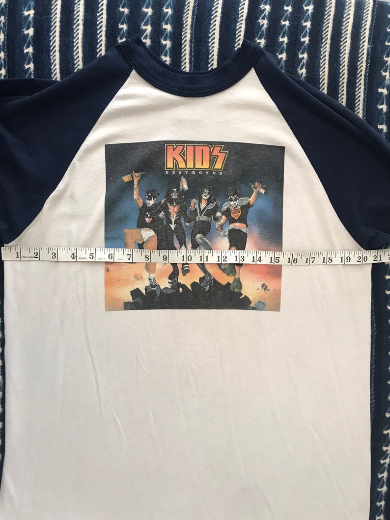 Vintage Kiss baseball tee, Kids Destroyed, vintage band tee, ringer tee, KISS band tee, Large, vintage rock and roll tee, hippie, hipster image 8