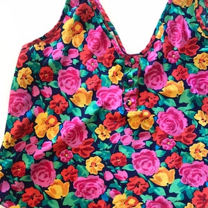 1990’s, Y2K, vintage Victoria’s Secret bold floral camisole, loose fit, drop back, large, vintage Victorias Secret boxy cami, loose fit,