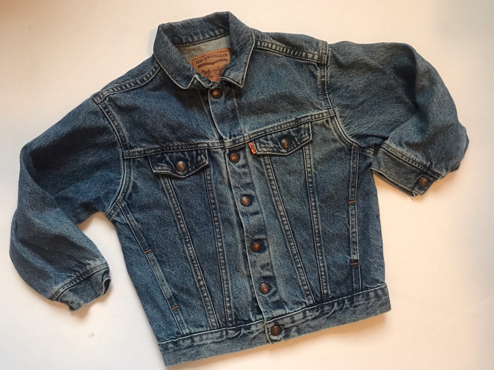 Vintage Levis Trucker Jacket, Orange Tab, Kids Jean Jacket, Kids