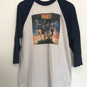 Vintage Kiss baseball tee, Kids Destroyed, vintage band tee, ringer tee, KISS band tee, Large, vintage rock and roll tee, hippie, hipster image 3