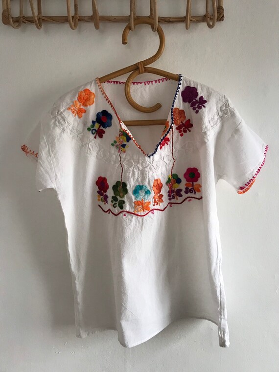 Vintage Mexican embroidered blouse, huipil, 1960’s